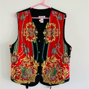 Vintage Rafaella 100%silk Tank Top vest  Multicolor Floral Size L